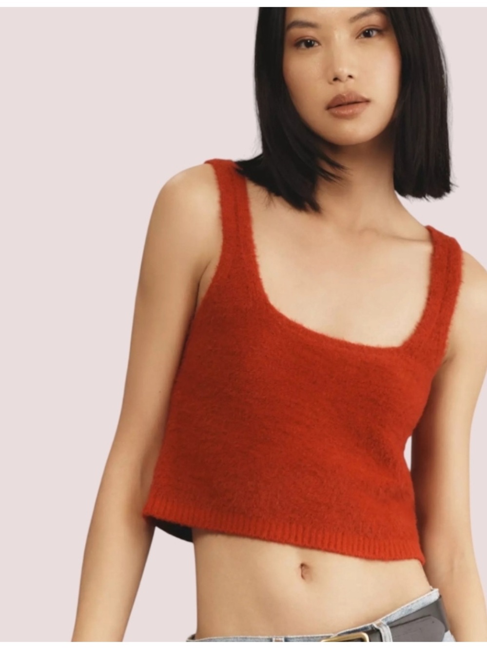 PILCRO - Anthropologie Red Knit Crop Tank